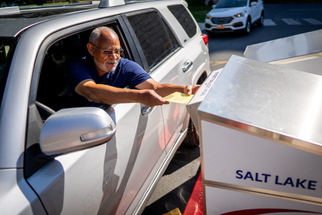 Man submits ballot at Salt Lake drop box