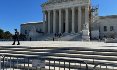 U.S. Supreme Court building with closed area barricade