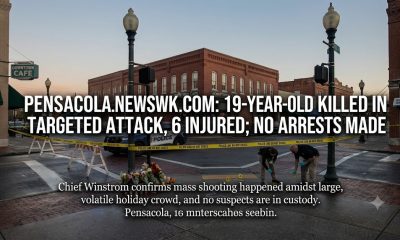 Police tape at downtown Pensacola shooting scene