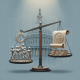 A scale balancing employee figures and legal documents, symbolizing the Employee Ownership Fairness Act in front of the Ca…