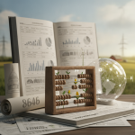 An abacus with sprouts, a globe, and financial documents symbolize agriculture funding and d — HR 8646 appropriations bill