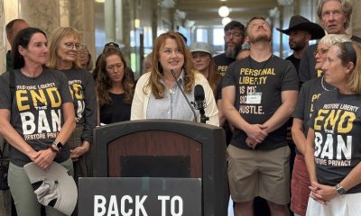 A group of supporters wearing shirts advocating for personal liberty and ending the abortion ban gat — Idaho Proposition 1