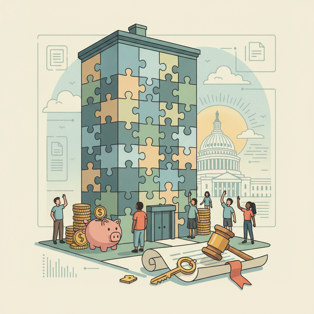Graphic symbolizing the Affordable Housing Incentives Act introduced in the US Congress.