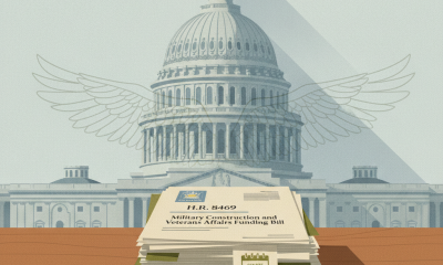 Stack of documents labeled H.R. 8469 in front of the U.S. Capitol building, symbolizing military construction an — HR 8469