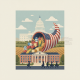 Illustration of a cornucopia filled with U.S. food products in front of the Capit — American Food for American Schools Act
