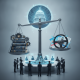 A digital scale balancing books labeled 'STOP Improper Licensing Act' and a steering wheel, symbolizing commercial driver…