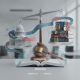 A scale balancing the U.S. Capitol and books on travel regulations, symbolizing the VISITOR Act's focus on visa processing…