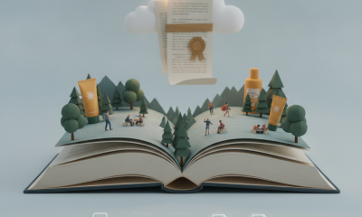 A whimsical illustration of an open book with a park scene, featuring people enjoying na — Sunscreen in Parks Findings Act