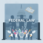 Illustration depicting silhouettes of three figures with vaping device — Federal Lawmakers Target Youth Vaping and Tobacco