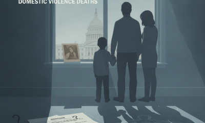 Silhouette of a family looking out a window with documents and a magnifying glass on a tabl — hidden homicides legislation