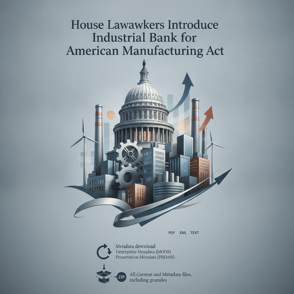 House Lawmakers Introduce Industrial Bank for American Manufacturing Act