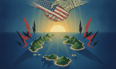 A stylized handshake between a hand with an American flag and a hand with tribal patterns over a s — House Resolution 1492