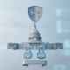 Graphic depicting the U.S. Capitol building with symbols representing national security and State D — House passes HR 8595