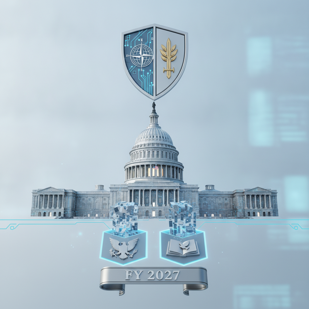 Graphic depicting the U.S. Capitol building with symbols representing national security and State D — House passes HR 8595