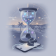 An hourglass filled with social media icons, depicting a figure chained to a smar — Meta social media addiction settlement