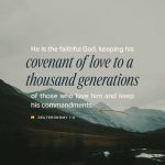Text from Deuteronomy 7:9 on a scenic background, emphasizing God's faithfulness and covenant. — Deuteronomy 7:9 Meaning