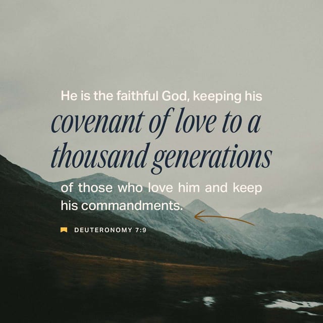 Text from Deuteronomy 7:9 on a scenic background, emphasizing God's faithfulness and covenant. — Deuteronomy 7:9 Meaning