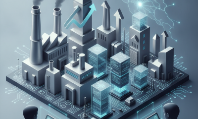 A digital illustration depicting industrial growth with factori — 504 Modernization and Small Manufacturer Enhancement Act