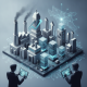 A digital illustration depicting industrial growth with factori — 504 Modernization and Small Manufacturer Enhancement Act