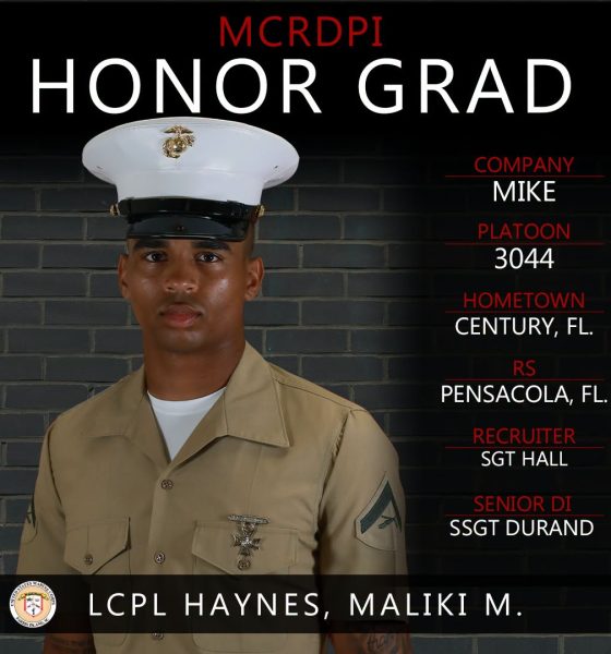 Marine Corps honor graduate portrait with details Maliki M. Haynes — Maliki Haynes Marine Corps honor graduate