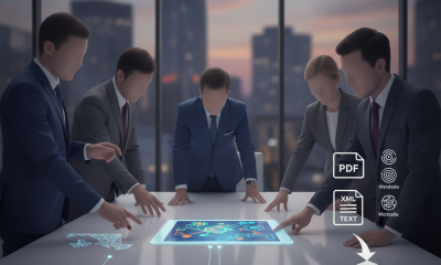 Business professionals collaborating over a digital table display, discussi — American Procurement Improvement Act of 2026