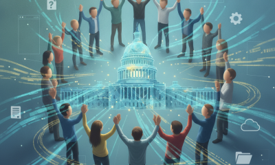 A diverse group of people celebrating around a digital representation of the U.S. Ca — Celebrate Community Week resolution