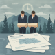 Two men in suits holding a rolled document with mountains and trees in the bac — Evergreen High School shooting resolution