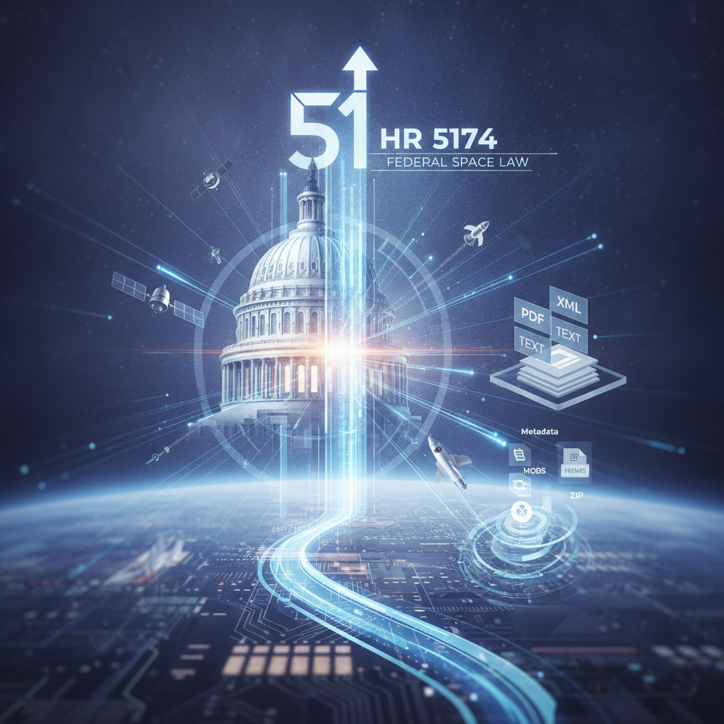 U.S. Capitol building illustration representing HR 5174 Title 51 revisions to federal space law.