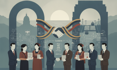 Illustration depicting a handshake between representatives symbolizing the Missouri Panama State Partnership Program miles…