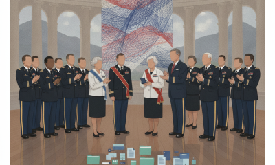 Ceremony honoring women in US service academies, featuring military perso — women in US service academies 50th anniversary