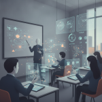 A classroom scene with a teacher presenting data science concepts using digital di — Data Science and Literacy Act of 2026