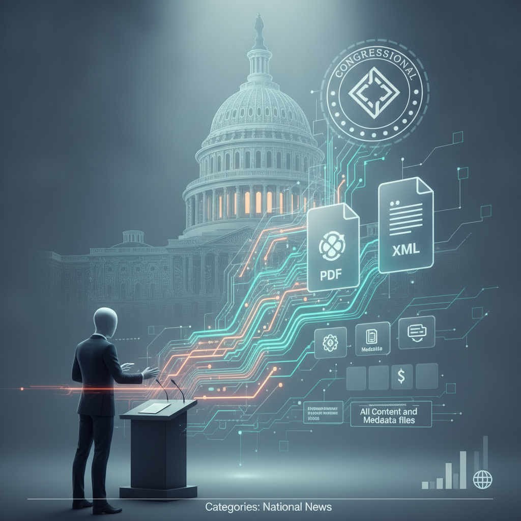 A figure stands at a podium in front of the Capitol building, with digital icons represe — Digital Asset Tax Certainty Act