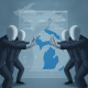 Map illustration of the Great Lakes relating to the Hands Off Our Great Lakes Act.
