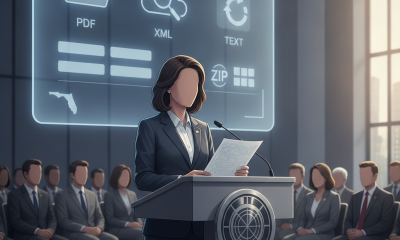 A woman at a podium presenting a resolution, with a digital display behind h — national pow mia recognition day resolution