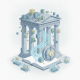 Illustration of a classical building with floating data cubes and a large book, symbolizing legislative recor — H Res 1504