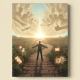 A person stands on a path surrounded by distractions, with clouds and figures symbolizing support a — Hebrews 12:1 Meaning