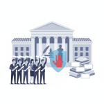 Illustration depicting a group of people holding documents in fron — Smithsonian Integrity and Historical Independence Act