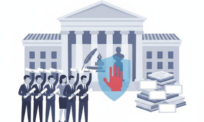 Illustration depicting a group of people holding documents in fron — Smithsonian Integrity and Historical Independence Act