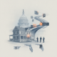Illustration depicting the U.S. Capitol, a house, and figures symbolizing National Falls Prevention Awareness Week 2026.