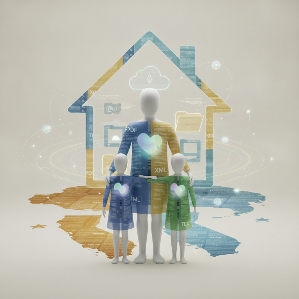Illustration of a family holding hearts in front of a house, symbolizing su — National Children's Emotional Wellness Month