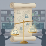 Illustration depicting a scale balancing documents and the U.S. Capitol, symbolizing the Hyde Amendment 50th anniversary.