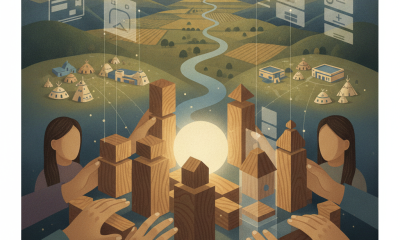 Illustration depicting hands building a community with woo — Department of the Interior Tribal Self-Governance Act of 2014