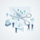 Illustration depicting the Small Business Audit Correction Act with scissors cutting through data and charts, symbolizing…