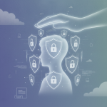 Illustration of a child's silhouette surrounded by digital security shields, symbolizing online privacy and pro — HR 10207