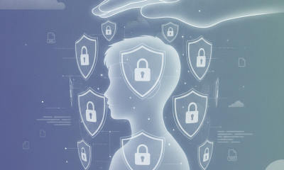 Illustration of a child's silhouette surrounded by digital security shields, symbolizing online privacy and pro — HR 10207