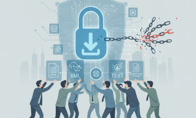 Illustration of lawmakers advocating for digital privacy, featuring a shield with a download ic — NDO Fairness Act of 2025