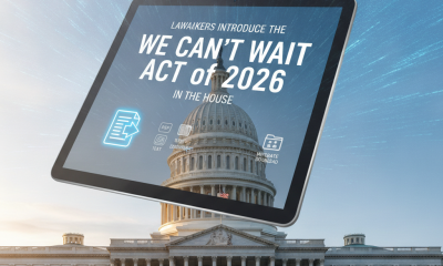 A tablet displaying the text 'We Can't Wait Act of 2026' in front of the U.S. Capitol building, — We Cant Wait Act of 2026