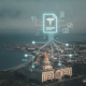 Aerial view of a government building with digital icons representing healthcare and data management related to HR 10208 Sa…