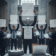 Group of business professionals in suits holding documents wi — CFPB small business lending rule congressional disapproval