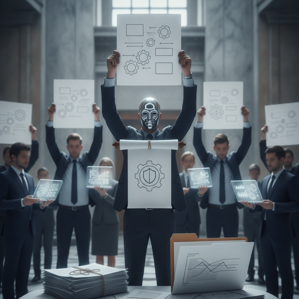 Group of business professionals in suits holding documents wi — CFPB small business lending rule congressional disapproval